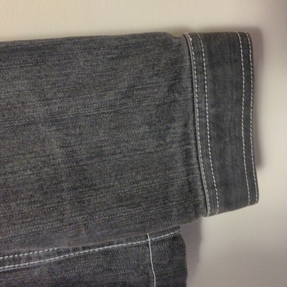 ORLY Women's Jean Denim Jacket White Stitching Chest Pockets One Button Cuffs - Picture 11 of 16